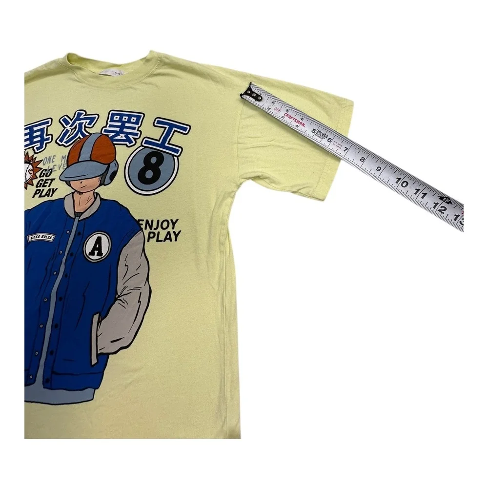 Boys Graphic T Shirt Yellow Anime Baseball Crew Neck Short Sleeve Size‎ 11 12
